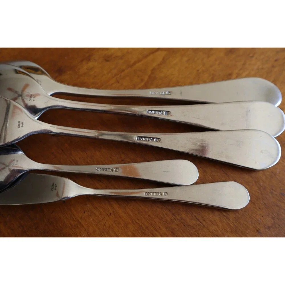 Lot 5 Oneida ICARUS Stainless Glossy Serving Spoon Pierced Solid Meat Fork China